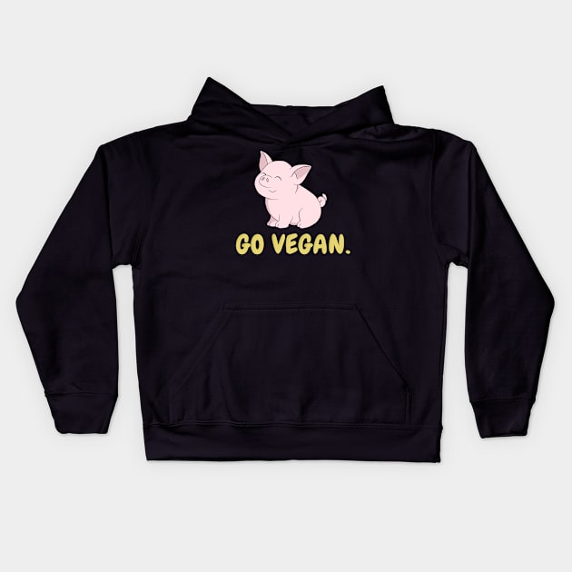 Go Vegan Cute Pig Kids Hoodie by valentinahramov